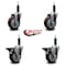 Service Caster 4'' Maroon Poly Wheel Swivel 1'' Expanding Stem Caster Set 2 Brakes, 4PK SCC-EX20S414-PPUB-MRN-2-PLB-2-1 - alternate 3